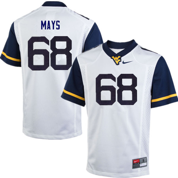 NCAA Men's Briason Mays West Virginia Mountaineers White #68 Nike Stitched Football College Authentic Jersey KA23R48QI